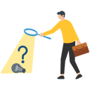 پیش‌نمایش فایل business-analyst-using-a-magnifying-glass-to-analyse-question-marks-8878512 از پک کسب و کار