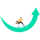 پیش‌نمایش فایل businessman-plows-skates-on-upturned-arrow-8878515 از پک کسب و کار