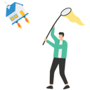 پیش‌نمایش فایل businessman-try-to-catching-flying-house-9231263 از پک کسب و کار