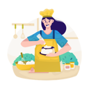پیش‌نمایش فایل girl-making-cake-9159646 از پک فعالیت های اوقات فراغت