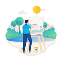 پیش‌نمایش فایل man-doing-nature-painting-9159645 از پک فعالیت های اوقات فراغت