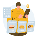 پیش‌نمایش فایل man-choosing-food-on-app-5295414 از پک سفارش غذای آنلاین