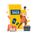 پیش‌نمایش فایل man-with-online-shopping-black-friday-sale-10279445 از پک حراج خرید جمعه سیاه