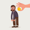 پیش‌نمایش فایل hand-holding-coin-inserting-into-back-of-businessman-with-glasses-and-beard-1710473 از پک شخصیت تاجر هیپستر با ریش