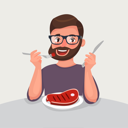 پیش‌نمایش فایل hipster-beard-man-is-eating-a-meat-1710462 از پک شخصیت تاجر هیپستر با ریش