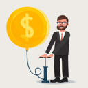پیش‌نمایش فایل man-in-glasses-with-beard-blowing-a-balloon-in-the-shape-of-a-gold-coin-1710460 از پک شخصیت تاجر هیپستر با ریش