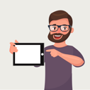 پیش‌نمایش فایل man-in-glasses-with-beard-is-showing-the-tablet-pc-1710475 از پک شخصیت تاجر هیپستر با ریش
