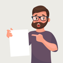 پیش‌نمایش فایل man-in-glasses-with-beard-shows-a-sheet-of-paper-with-the-contract-or-other-document-1710453 از پک شخصیت تاجر هیپستر با ریش
