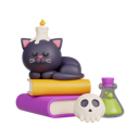 پیش‌نمایش فایل black-cat-sleeping-on-books-9887750 از پک گربه سیاه هالووین