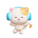 پیش‌نمایش فایل cute-cat-listening-to-music-with-headphones-12498062 از پک گربه بامزه