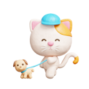 پیش‌نمایش فایل cute-cat-walking-with-dog-12505523 از پک گربه بامزه