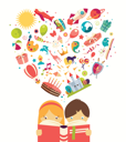 پیش‌نمایش فایل imagination-concept-boy-and-girl-reading-a-book-objects-flying-out-1748736 از پک تخیل