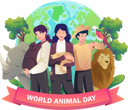 پیش‌نمایش فایل people-stand-with-animals-on-world-animal-day-6256861 از پک روز جهانی حیوانات