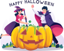 پیش‌نمایش فایل boy-and-girl-in-witch-and-wizard-costume-making-a-green-magical-potion-in-a-giant-pumpkin-halloween-6542239 از پک هالووین