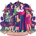 پیش‌نمایش فایل happy-family-wearing-costumes-celebrating-halloween-night-together-6542236 از پک هالووین