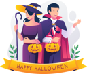 پیش‌نمایش فایل man-in-dracula-and-woman-in-a-witch-dress-are-carrying-pumpkins-to-celebrate-halloween-night-6542242 از پک هالووین