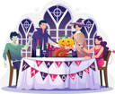 پیش‌نمایش فایل people-in-costumes-have-dinner-on-the-table-on-halloween-night-6542237 از پک هالووین