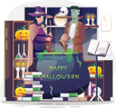 پیش‌نمایش فایل witch-and-frankenstein-making-a-green-magical-potion-6542246 از پک هالووین