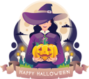 پیش‌نمایش فایل witch-holding-halloween-pumpkin-6542245 از پک هالووین