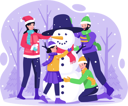 پیش‌نمایش فایل happy-family-building-snowman-7132110 از پک کریسمس