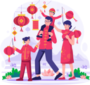 پیش‌نمایش فایل asian-family-in-traditional-dress-celebrates-the-chinese-new-year-7356411 از پک سال نو چینی
