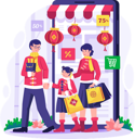 پیش‌نمایش فایل asian-family-shopping-through-smartphone-7356419 از پک سال نو چینی