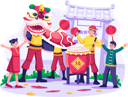 پیش‌نمایش فایل children-celebrate-the-chinese-lunar-new-year-with-lion-dance-7356404 از پک سال نو چینی
