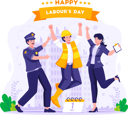 پیش‌نمایش فایل labor-workers-are-having-fun-jumping-together-happily-8381018 از پک روز کارگر
