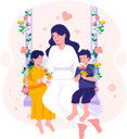 پیش‌نمایش فایل mother-and-her-children-embrace-sitting-on-a-swing-8511212 از پک روز مادر