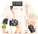 پیش‌نمایش فایل muslim-couple-of-pilgrims-wearing-ihram-clothes-with-a-suitcase-just-arrived-8919401 از پک زیارت حج