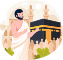 پیش‌نمایش فایل muslim-man-wears-ihram-clothes-with-a-kaaba-8919396 از پک زیارت حج