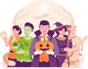 پیش‌نمایش فایل cute-happy-kids-dressing-up-in-various-halloween-costumes-celebrating-halloween-9851828 از پک هالووین