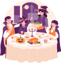 پیش‌نمایش فایل family-with-costumes-having-dinner-together-on-halloween-night-9851824 از پک هالووین