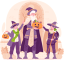 پیش‌نمایش فایل father-and-his-son-and-daughter-dressed-in-halloween-costumes-ready-to-trick-or-treating-9851830 از پک هالووین