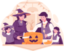 پیش‌نمایش فایل happy-family-with-carving-pumpkin-together-at-home-for-halloween-preparation-9851821 از پک هالووین