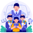 پیش‌نمایش فایل a-male-teacher-and-children-students-holding-gifts-and-a-bouquet-of-flowers-10108758 از پک روز معلم