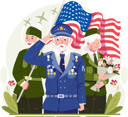 پیش‌نمایش فایل veterans-with-an-american-flag-and-holding-flowers-saluting-and-celebrating-veterans-day-10192892 از پک روز جانبازان
