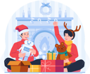 پیش‌نمایش فایل kids-opening-christmas-gifts-near-warm-cozy-fireplace-10346891 از پک کریسمس مبارک