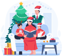 پیش‌نمایش فایل mother-sits-with-her-two-children-on-sofa-and-reads-book-together-10346895 از پک کریسمس مبارک