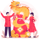 پیش‌نمایش فایل a-young-couple-in-traditional-chinese-costumes-celebrates-chinese-new-year-with-a-yellow-dragon-10617348 از پک سال نو چینی