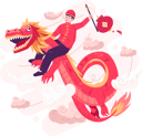 پیش‌نمایش فایل happy-chinese-new-year-with-a-boy-riding-on-a-dragon-in-the-sky-10617349 از پک سال نو چینی