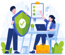 پیش‌نمایش فایل male-agent-holding-a-shield-with-a-checkmark-protecting-a-female-worker-with-insurance-11773224 از پک بیمه