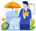 پیش‌نمایش فایل male-agent-holds-an-umbrella-to-protect-a-house-11773235 از پک بیمه