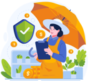 پیش‌نمایش فایل woman-farmer-holding-an-umbrella-and-insurance-policy-paper-document-11773233 از پک بیمه