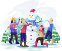 پیش‌نمایش فایل children-playing-in-the-snow-and-making-a-snowman-4524104 از پک کریسمس