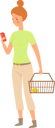 پیش‌نمایش فایل woman-looking-in-mobile-with-basket-6611120 از پک افراد همراه میوه‌های تازه