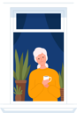 پیش‌نمایش فایل senior-woman-standing-on-window-and-drinking-coffee-6810194 از پک افراد در حال نگاه کردن از پنجره