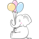 پیش‌نمایش فایل cute-elephant-holding-balloons-11757337 از پک فیل بامزه
