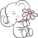 پیش‌نمایش فایل cute-elephant-holding-flower-11757346 از پک فیل بامزه
