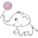 پیش‌نمایش فایل cute-elephant-holding-lollipop-11757338 از پک فیل بامزه